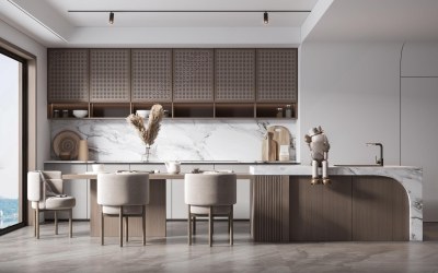 现代家居餐厅3D模型下载